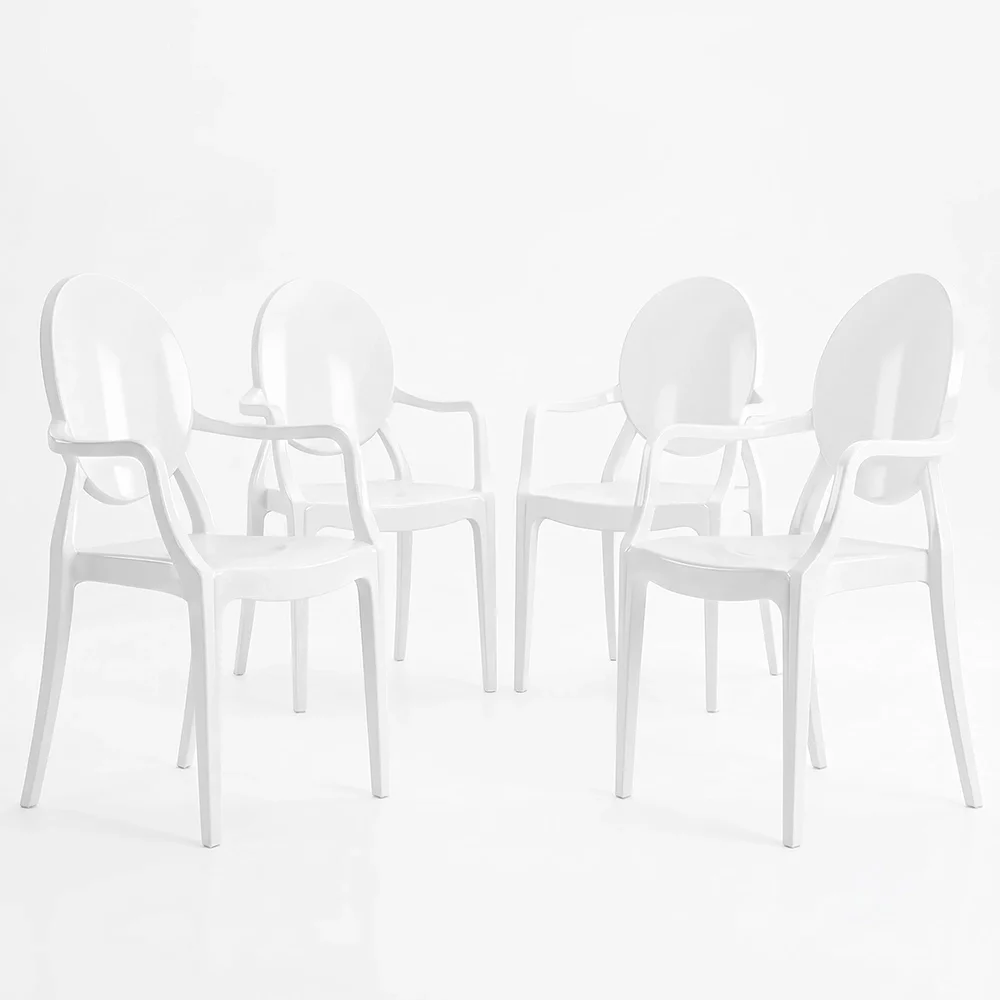 Set di 4 Sedie da Pranzo - Trasparente - Design con Braccioli - Arthur image 8