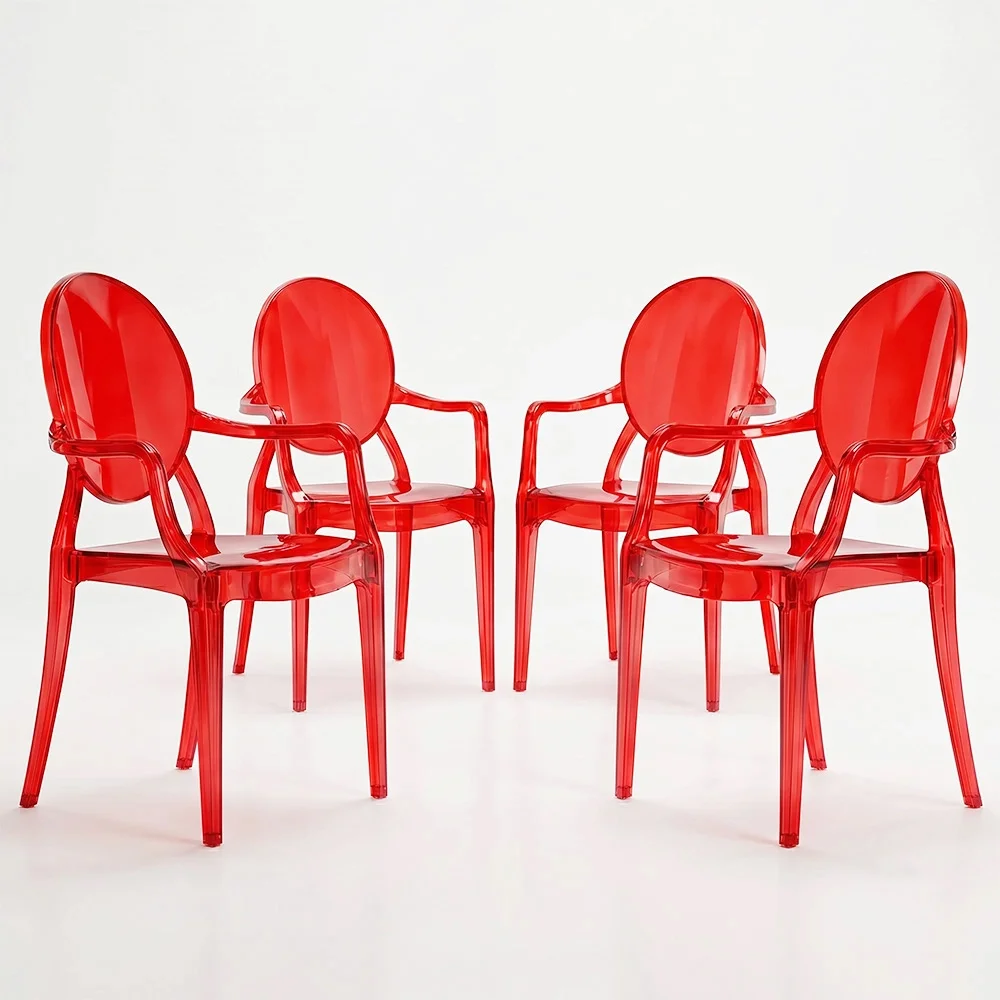 Set di 4 Sedie da Pranzo - Trasparente - Design con Braccioli - Arthur image 8