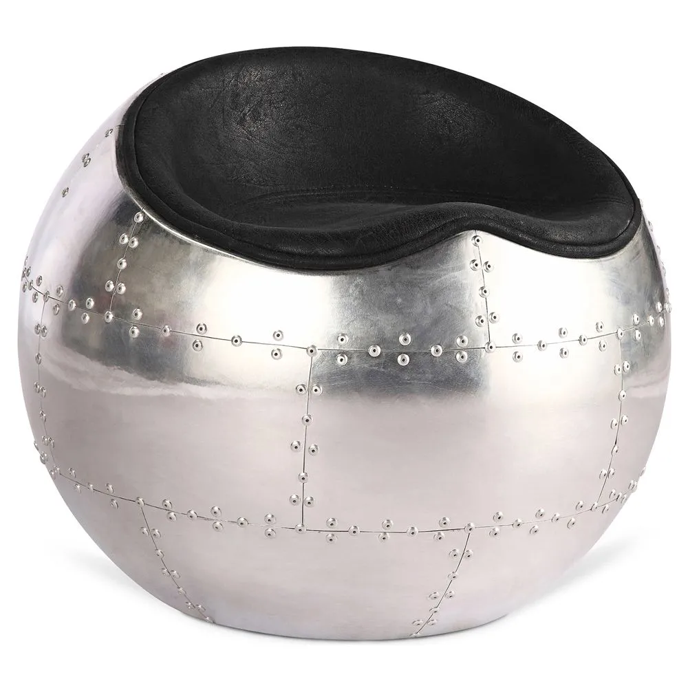 Sedia da salotto - Sedia a sfera in pelle e metallo - Circle image 8