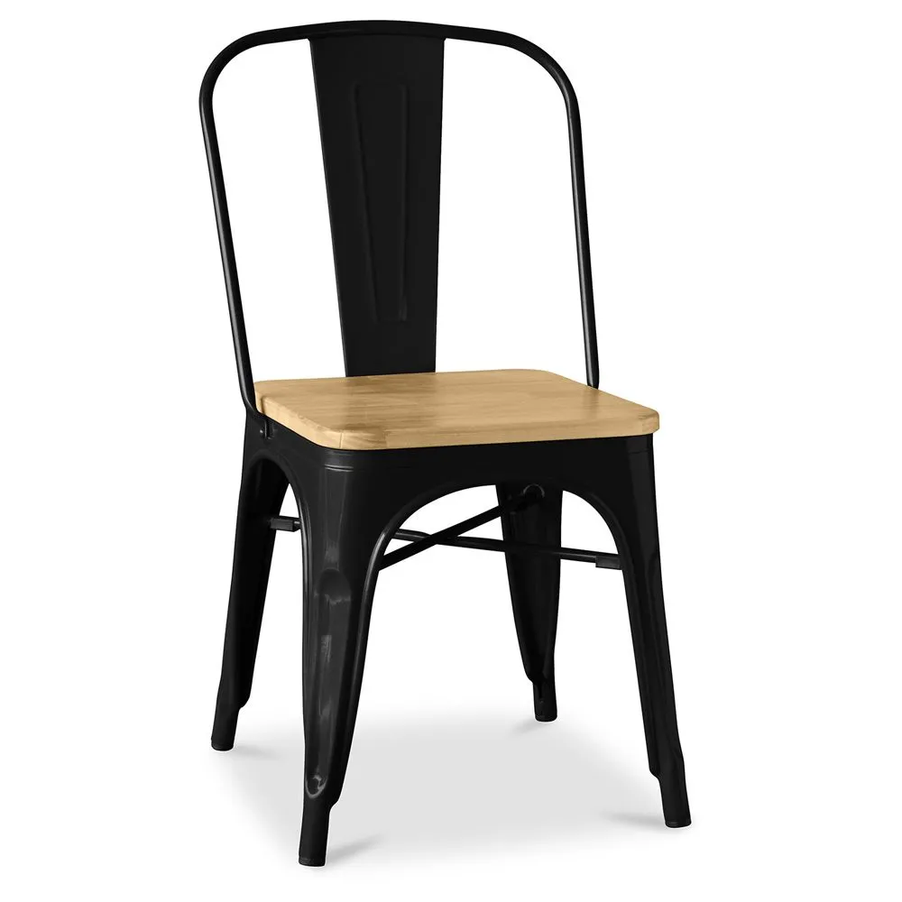 Sedia da pranzo - Design industriale - Legno e acciaio - Stylix image 8