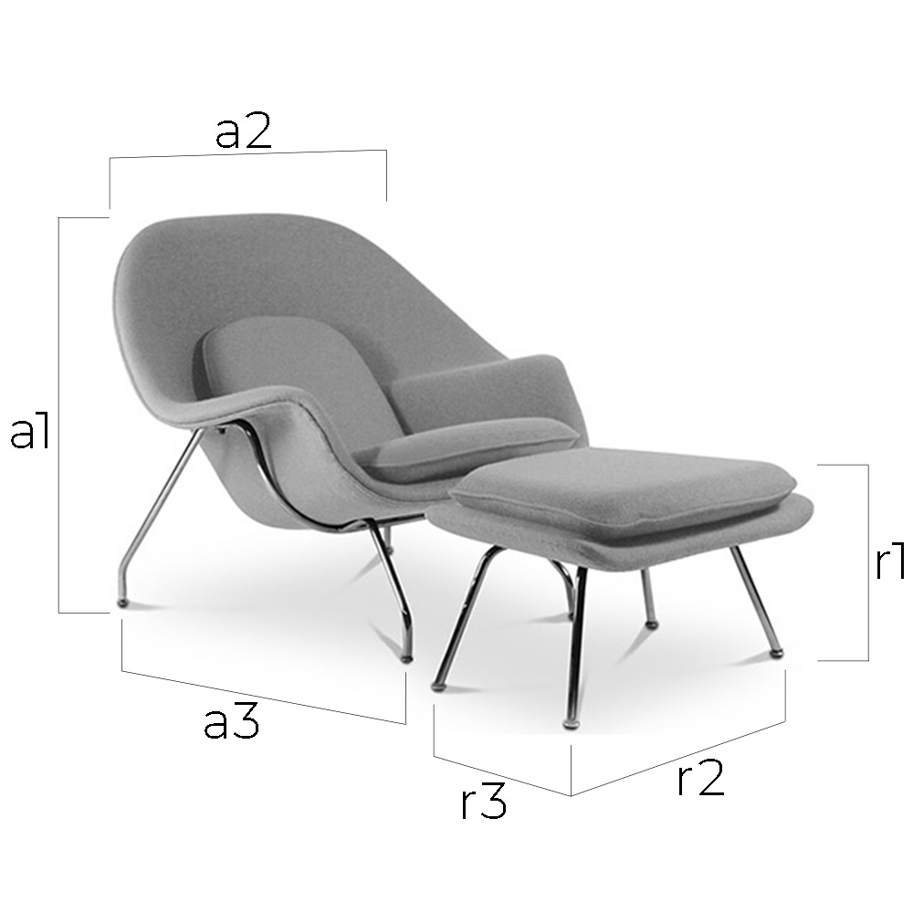 Poltrona di Design con Poggiapiedi - Rivestimento in Tessuto - Womb