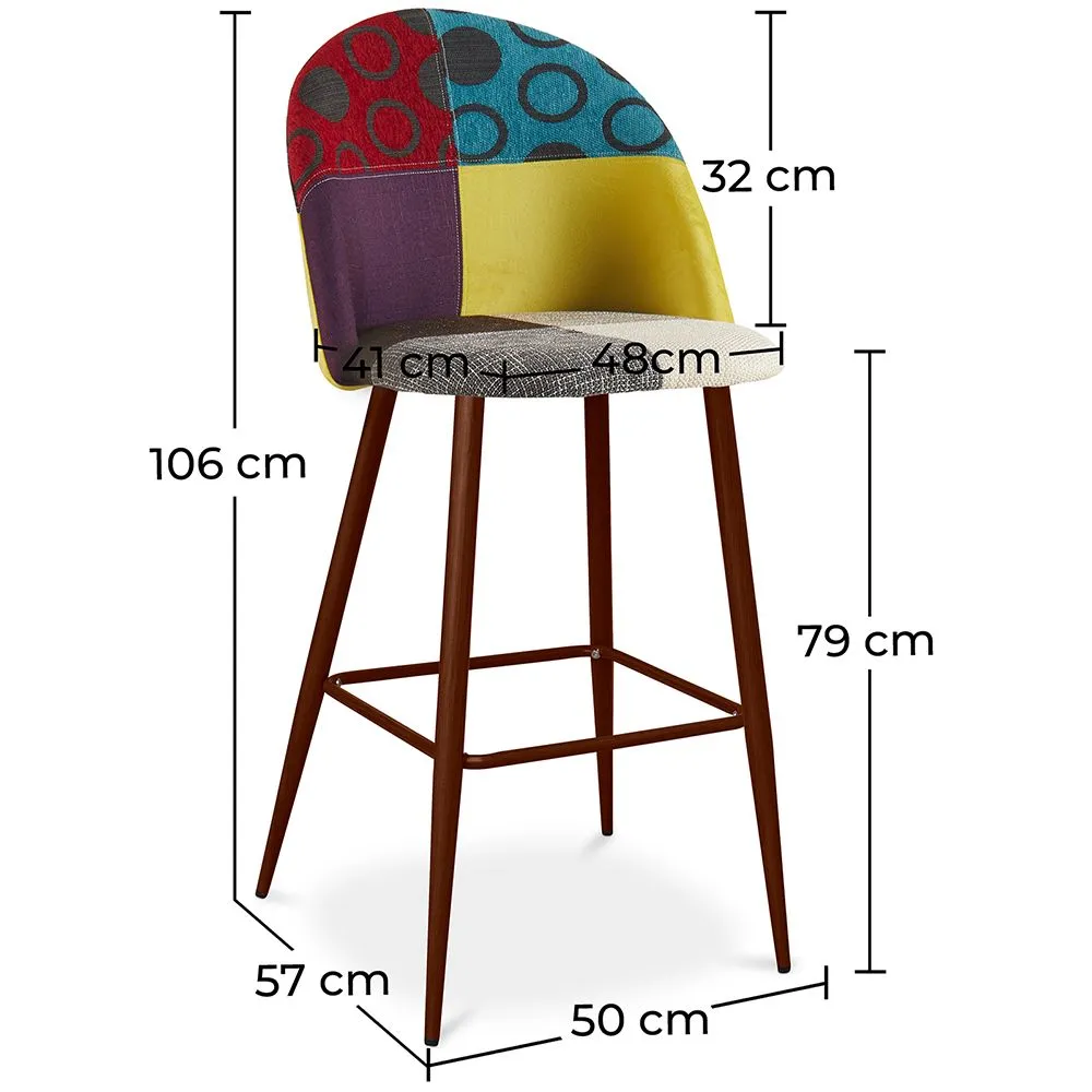 Sgabello Imbottito in Patchwork Stile Scandinavo Ray