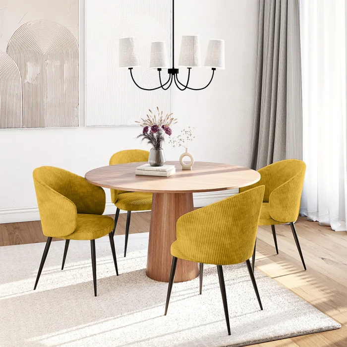 Duhome Sedia Da Pranzo In Velluto Beige, Design Retro, Con Piedini In Metallo, Dimensioni 59x50x79 Cm