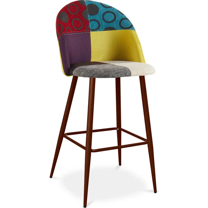 Sgabello Imbottito in Patchwork Stile Scandinavo Ray