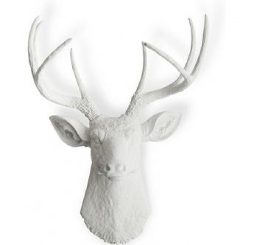 43 x 35 x 23 cm resina Arthouse testa di cervo Décor bianco 