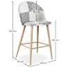 Sgabello imbottito patchwork - Stile scandinavo - Bianco e nero - 66cm -  Evelyne image 7